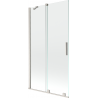 Mexen Velar Duschwand, 2-flügelig verschiebbar, 100 x 150 cm, transparent, gebürstetes Nickel - 896-100-000-01-97