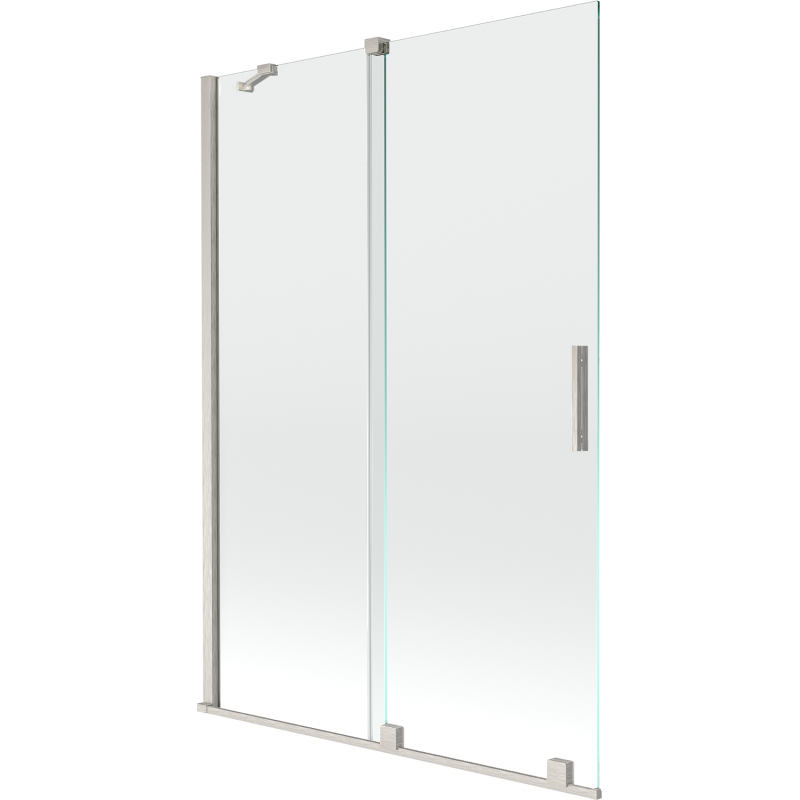 Mexen Velar 2-flügelige, verschiebbare Badewannenabtrennung 120 x 150 cm, transparent, gebürstetes Nickel - 896-120-000-01-97