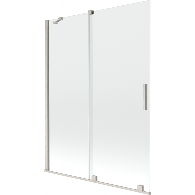 Mexen Velar Badewannenwand 2-flügelig verschiebbar 130 x 150 cm, transparent, gebürstetes Nickel - 896-130-000-01-97