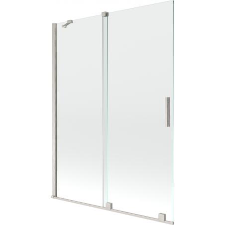 Mexen Velar Badewannenwand 2-flügelig verschiebbar 130 x 150 cm, transparent, gebürstetes Nickel - 896-130-000-01-97