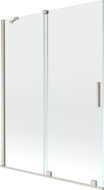 Mexen Velar Badewannenwand 2-flügelig verschiebbar 130 x 150 cm, transparent, gebürstetes Nickel - 896-130-000-01-97