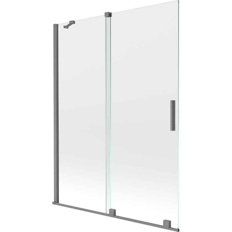 Mexen Velar zweiflügeliger verschiebbarer Duschabtrennung 130 x 150 cm, transparent, Gun Metal - 896-130-000-01-95