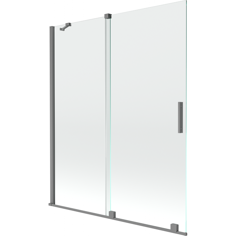 Mexen Velar Wannenschirm 2-flügelig verschiebbar 140 x 150 cm, transparent, Gun Metal - 896-140-000-01-95