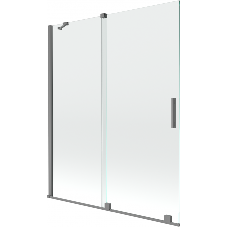 Mexen Velar Wannenschirm 2-flügelig verschiebbar 140 x 150 cm, transparent, Gun Metal - 896-140-000-01-95