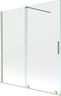 Mexen Velar Badewannenwand 2-flügelig verschiebbar 150 x 150 cm, transparent, gebürsteter Nickel - 896-150-000-01-97