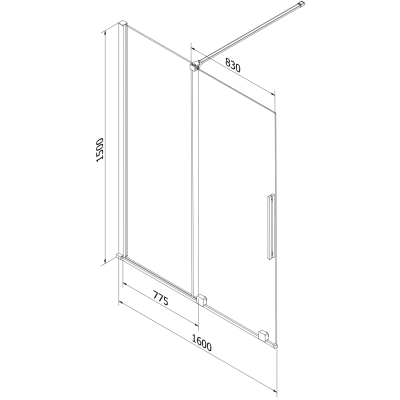 Mexen Velar 2-flügelige Schiebeduschabtrennung 160 x 150 cm, transparent, gebürstetes Nickel - 896-160-000-01-97