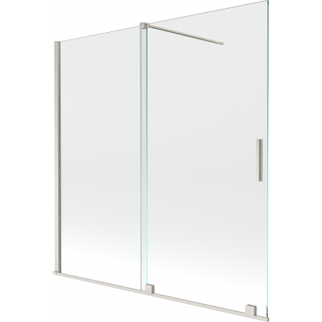 Mexen Velar 2-flügelige Schiebeduschabtrennung 160 x 150 cm, transparent, gebürstetes Nickel - 896-160-000-01-97