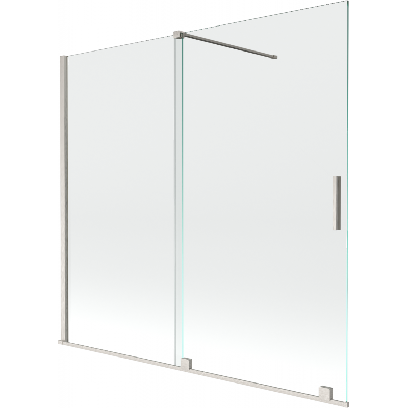 Mexen Velar Badewannenabtrennung 2-flügelig verschiebbar 170 x 150 cm, transparent, gebürsteter Nickel - 896-170-000-01-97