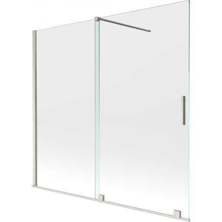 Mexen Velar Badewannenabtrennung 2-flügelig verschiebbar 170 x 150 cm, transparent, gebürsteter Nickel - 896-170-000-01-97