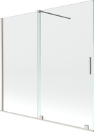 Mexen Velar Badewannenabtrennung 2-flügelig verschiebbar 170 x 150 cm, transparent, gebürsteter Nickel - 896-170-000-01-97