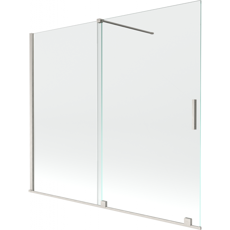 Mexen Velar Wannenschutz 2-flügelig verschiebbar 180 x 150 cm, transparent, gebürstetes Nickel - 896-180-000-01-97