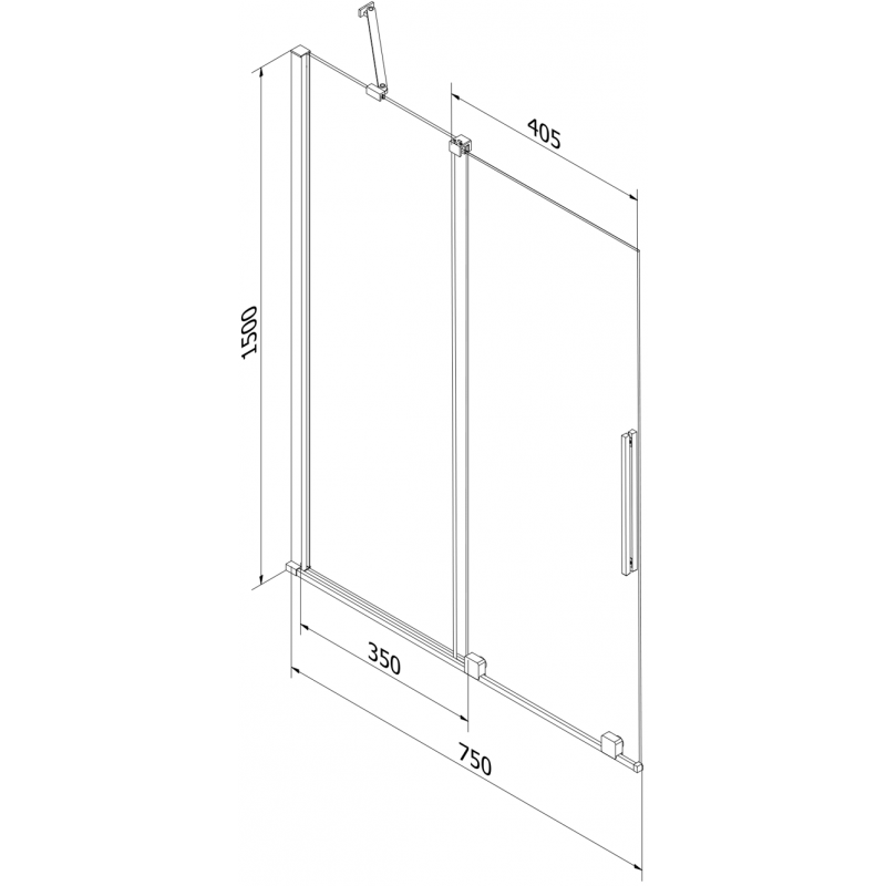 Mexen Velar Duschabtrennung 2-flügelig verschiebbar 75 x 150 cm, Graphit, Gold - 896-075-000-41-50