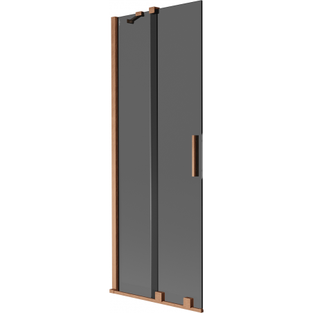 Mexen Velar 2-flügelige, schiebbare Badewannenabtrennung 75 x 150 cm, Graphit, gebürstetes Kupfer - 896-075-000-41-65