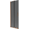 Mexen Velar 2-flügelige, schiebbare Badewannenabtrennung 75 x 150 cm, Graphit, gebürstetes Kupfer - 896-075-000-41-65