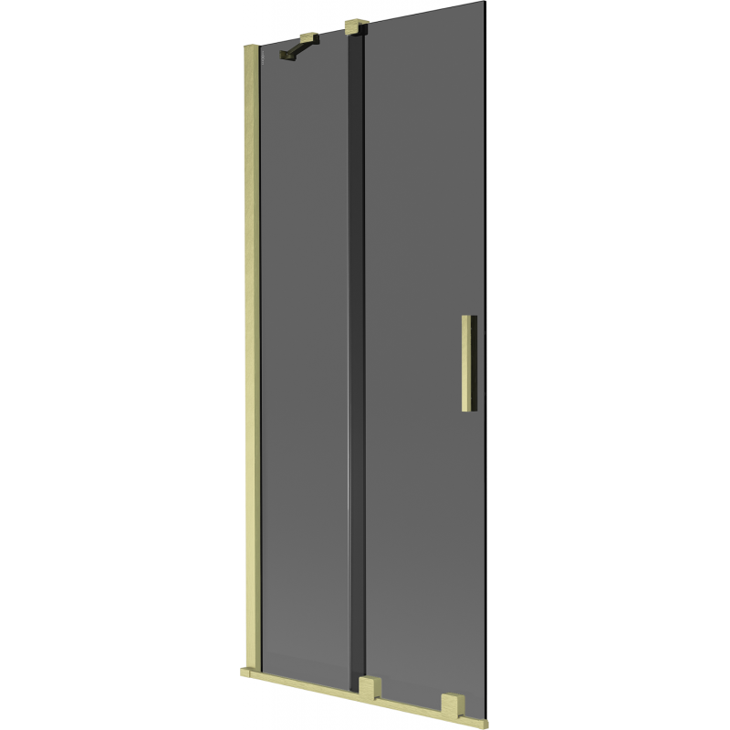 Mexen Velar Badewannenabtrennung 2-flügelig verschiebbar 80 x 150 cm, Graphit, Gold - 896-080-000-41-50