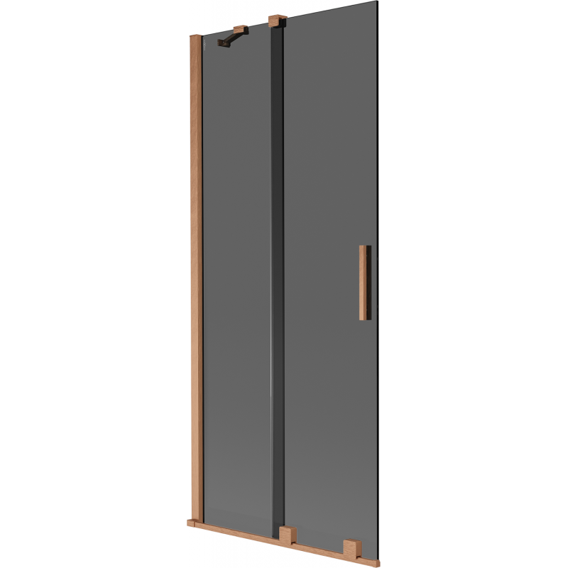 Mexen Velar Badewannenfaltwand 2-flügelig verschiebbar 80 x 150 cm, Grafit, gebürstetes Kupfer - 896-080-000-41-65