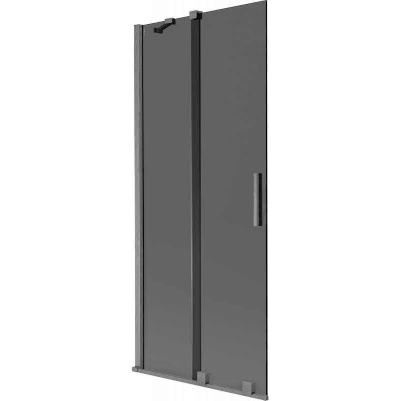 Mexen Velar 2-flügelige verschiebbare Badewannenabtrennung 80 x 150 cm, Graphit, gebürstetes Gun Gray - 896-080-000-41-66