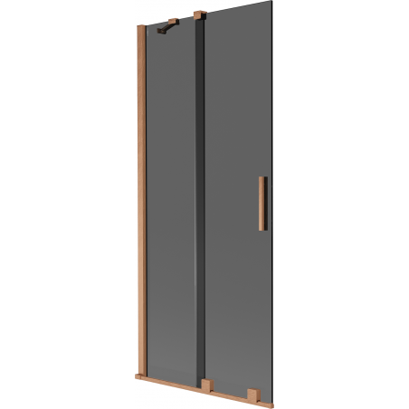 Mexen Velar Duschwand 2-flügelig verschiebbar 85 x 150 cm, Graphit, gebürstetes Kupfer - 896-085-000-41-65