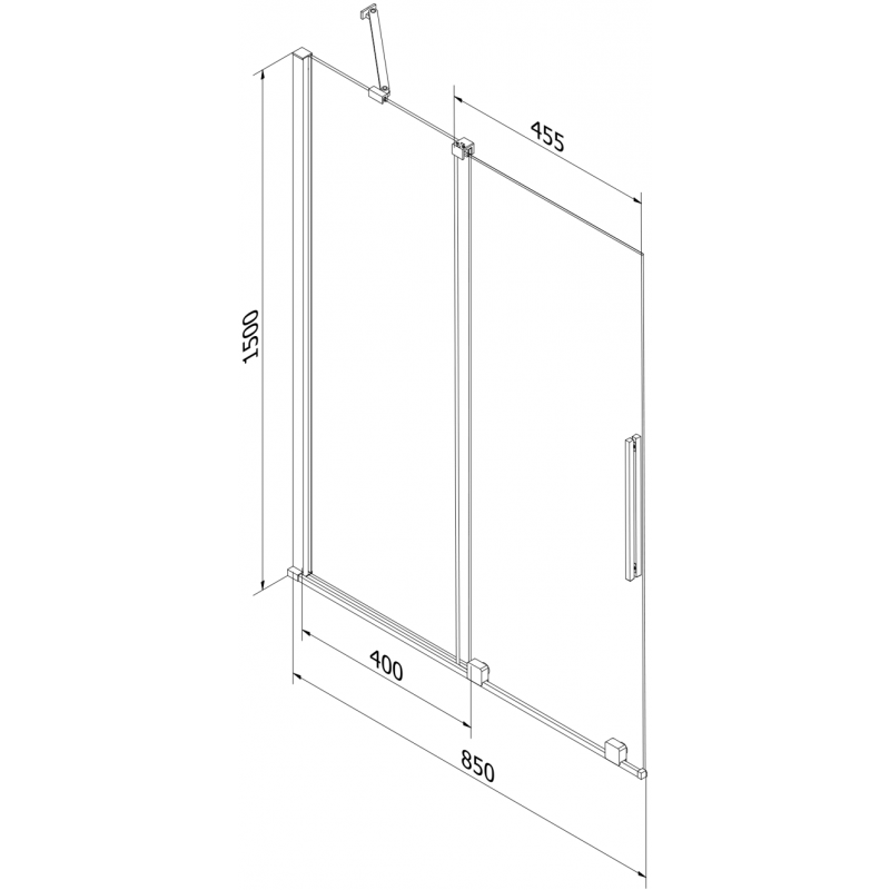 Mexen Velar 2-flügelige Badewannenwand, verschiebbar, 85 x 150 cm, Graphit, gebürstetes Nickel - 896-085-000-41-97