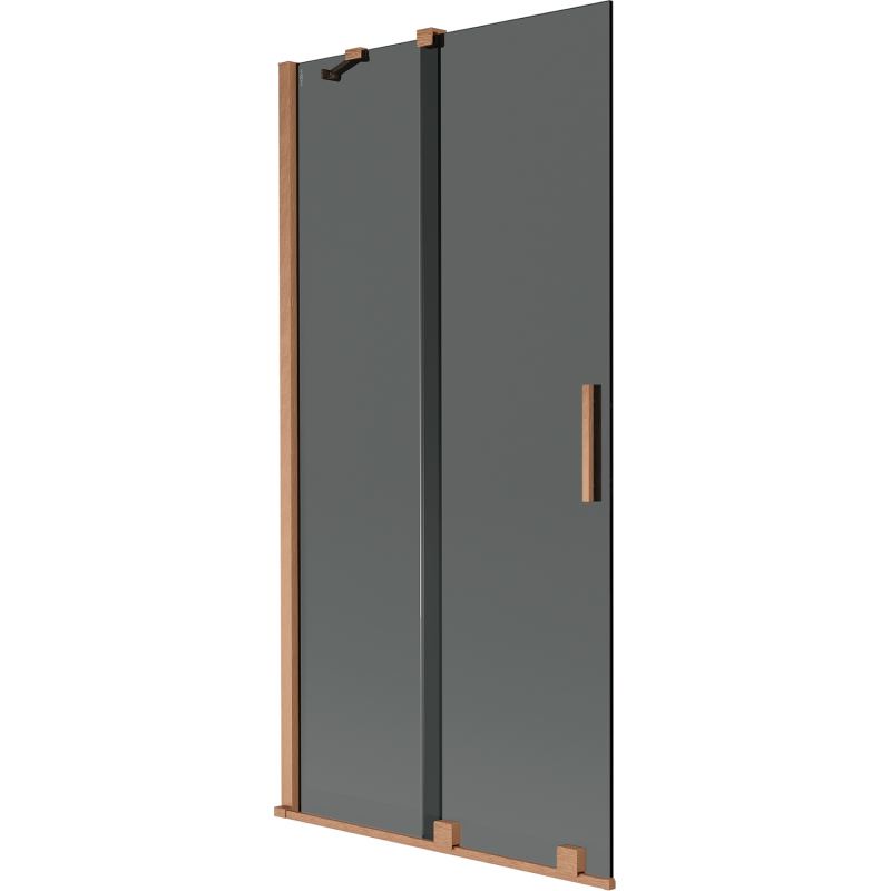 Mexen Velar 2-flügelige Duschtür, verschiebbar 90 x 150 cm, Grafit, gebürstetes Kupfer - 896-090-000-41-65