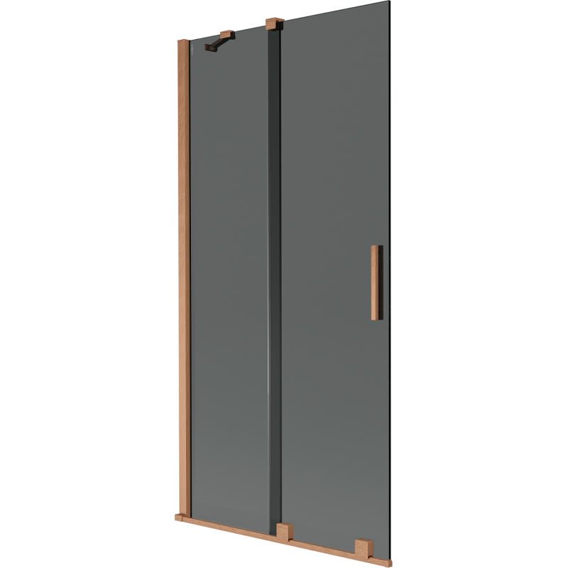 Mexen Velar 2-flügelige verschiebbare Badewannenabtrennung 95 x 150 cm, Graphit, gebürstetes Kupfer - 896-095-000-41-65