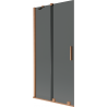 Mexen Velar 2-flügelige verschiebbare Badewannenabtrennung 95 x 150 cm, Graphit, gebürstetes Kupfer - 896-095-000-41-65