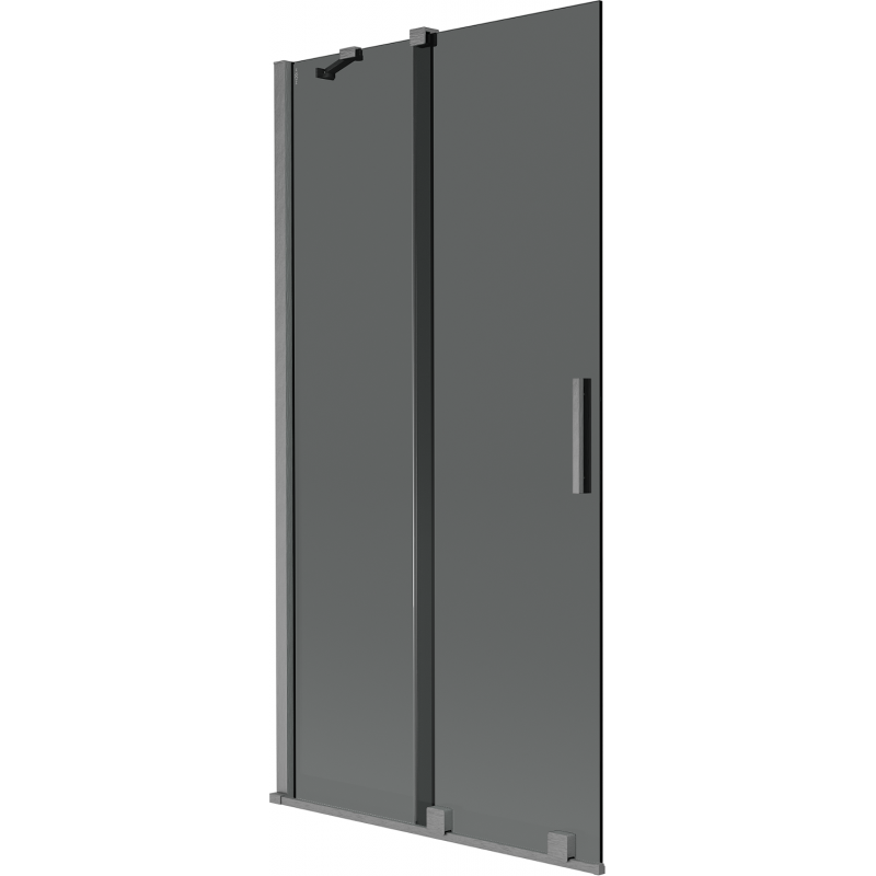 Mexen Velar Badewannenabtrennung 2-flügelig verschiebbar 95 x 150 cm, Graphit, gebürstet Gun Grey - 896-095-000-41-66