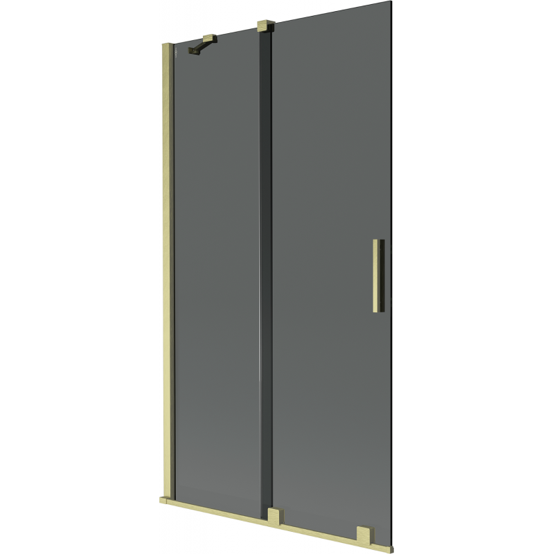 Mexen Velar Bademantelschutzwand 2-flügelig verschiebbar 100 x 150 cm, Graphit, gebürstetes Gold - 896-100-000-41-55