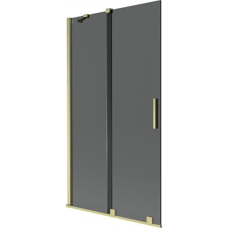 Mexen Velar Bademantelschutzwand 2-flügelig verschiebbar 100 x 150 cm, Graphit, gebürstetes Gold - 896-100-000-41-55