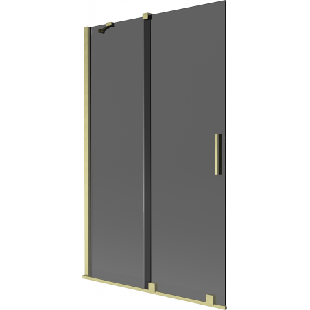 Mexen Velar 2-flügelige verschiebbare Badewannenwand 110 x 150 cm, graphit, gebürstetes Gold - 896-110-000-41-55