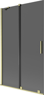 Mexen Velar 2-flügelige verschiebbare Badewannenwand 110 x 150 cm, graphit, gebürstetes Gold - 896-110-000-41-55