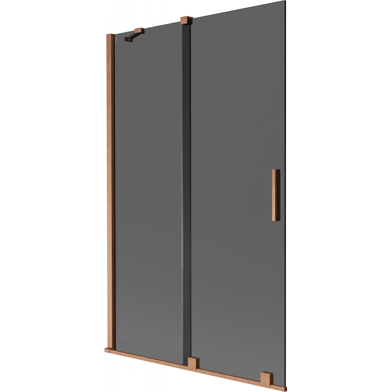 Mexen Velar, 2-flügelige, verschiebbare Badewannenabtrennung 110 x 150 cm, Graphit, gebürstetes Kupfer - 896-110-000-41-65