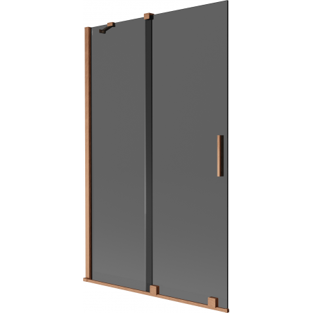 Mexen Velar, 2-flügelige, verschiebbare Badewannenabtrennung 110 x 150 cm, Graphit, gebürstetes Kupfer - 896-110-000-41-65