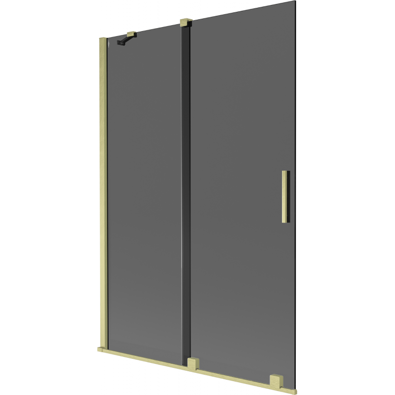 Mexen Velar, 2-flügelig verschiebbare Badewannenabtrennung 120 x 150 cm, graphit, gebürstet gold - 896-120-000-41-55