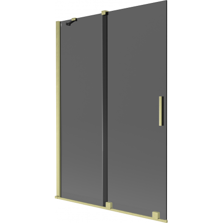 Mexen Velar, 2-flügelig verschiebbare Badewannenabtrennung 120 x 150 cm, graphit, gebürstet gold - 896-120-000-41-55