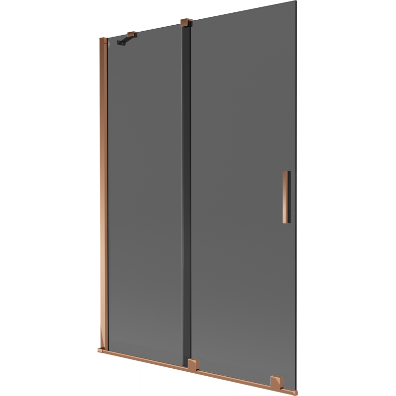Mexen Velar Badewannenabtrennung, 2-flügelig, verschiebbar 120 x 150 cm, Graphit, Roségold - 896-120-000-41-60