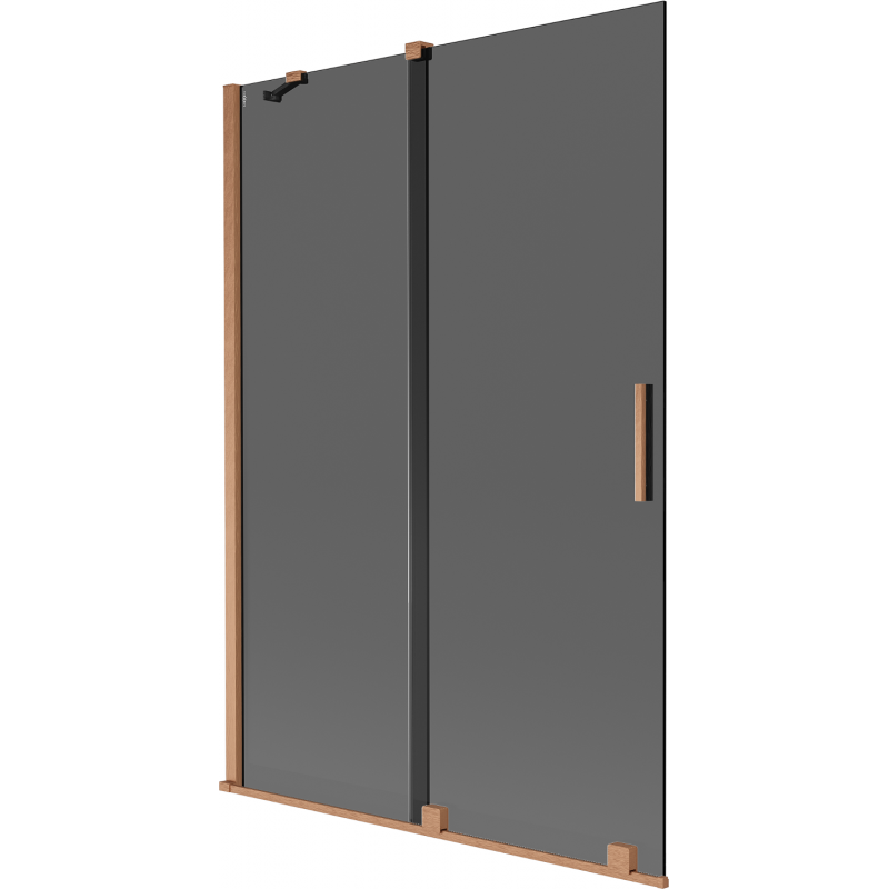 Mexen Velar Badewannenwand 2-flügelig verschiebbar 120 x 150 cm, Graphit, gebürstetes Kupfer - 896-120-000-41-65