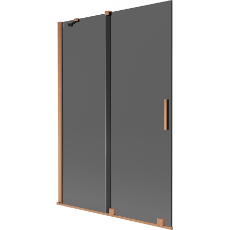 Mexen Velar Badewannenwand 2-flügelig verschiebbar 120 x 150 cm, Graphit, gebürstetes Kupfer - 896-120-000-41-65