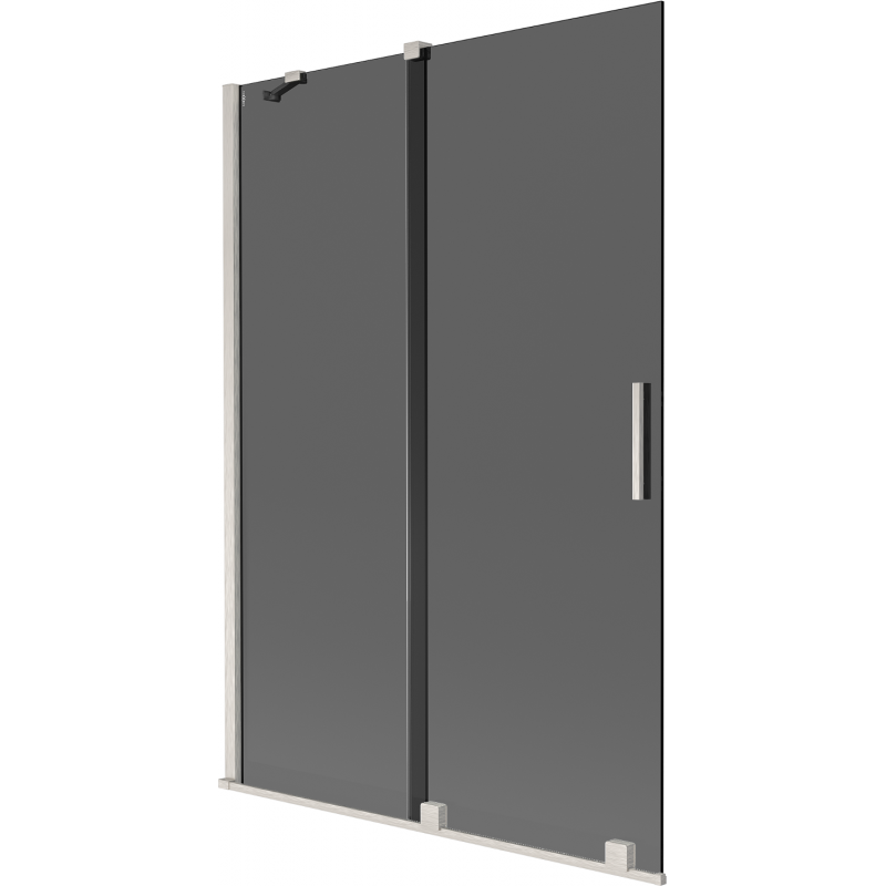 Mexen Velar Badewannenabtrennung 2-flügelig, verschiebbar 120 x 150 cm, Graphit, gebürsteter Nickel - 896-120-000-41-97