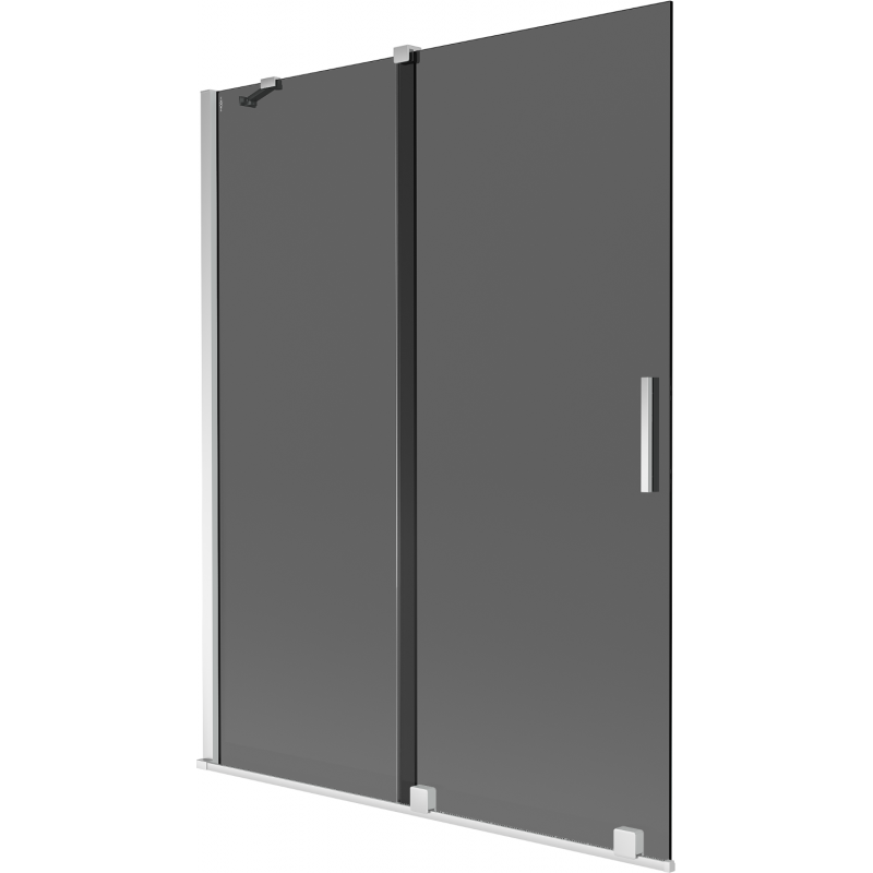 Mexen Velar Badewannenabtrennung 2-flügelig schiebbar 130 x 150 cm, Graphit, Chrom - 896-130-000-41-01