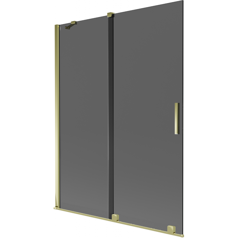 Mexen Velar 2-flügelige, verschiebbare Badewannenabtrennung 130 x 150 cm, Graphit, Gold - 896-130-000-41-50