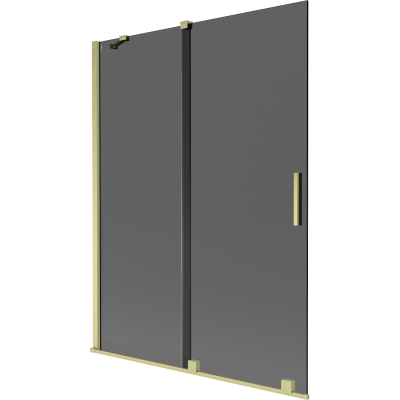 Mexen Velar Duschabtrennung 2-flügelig, verschiebbar 130 x 150 cm, Graphit, gebürstetes Gold - 896-130-000-41-55
