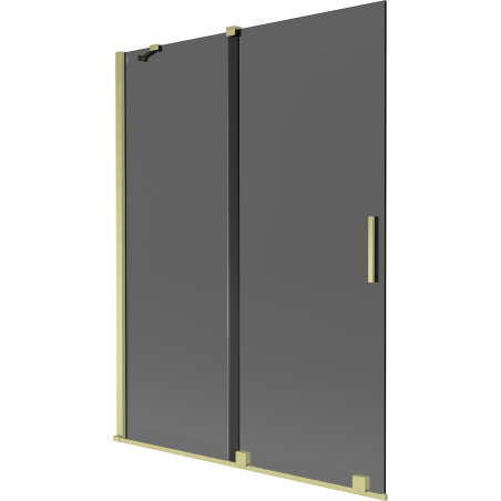 Mexen Velar Duschabtrennung 2-flügelig, verschiebbar 130 x 150 cm, Graphit, gebürstetes Gold - 896-130-000-41-55