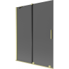 Mexen Velar Duschabtrennung 2-flügelig, verschiebbar 130 x 150 cm, Graphit, gebürstetes Gold - 896-130-000-41-55