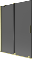 Mexen Velar Duschabtrennung 2-flügelig, verschiebbar 130 x 150 cm, Graphit, gebürstetes Gold - 896-130-000-41-55