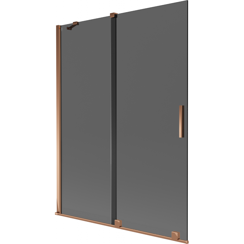 Mexen Velar Wannenschirm 2-flügelig, verschiebbar 130 x 150 cm, Graphit, Roségold - 896-130-000-41-60