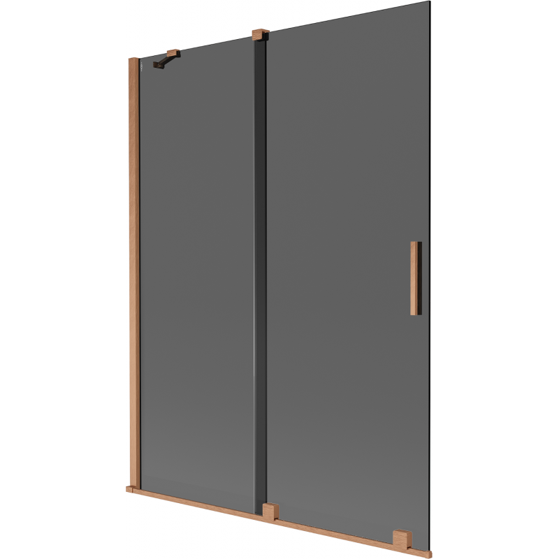 Mexen Velar Duschwand für die Badewanne 2-flügelig schiebbar 130 x 150 cm, Graphit, gebürstetes Kupfer - 896-130-000-41-65