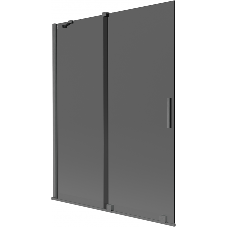 Mexen Velar Wannenabtrennung 2-flügelig zum Schieben 130 x 150 cm, Grafit, Gun Gray gebürstet - 896-130-000-41-66