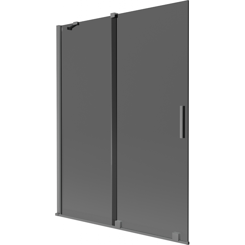 Mexen Velar 2-flügelige, verschiebbare Badewannenabtrennung 130 x 150 cm, Graphit, Gunmetal - 896-130-000-41-95