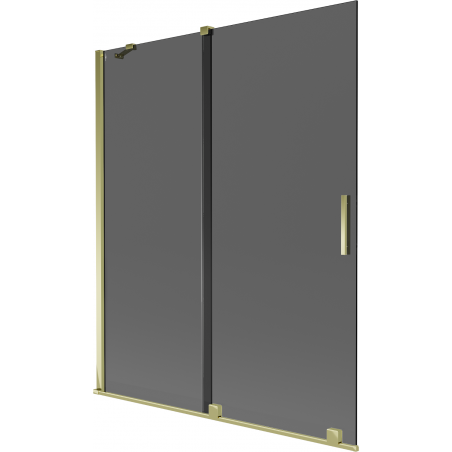Mexen Velar Badewannenwand 2-flügelig, verschiebbar 140 x 150 cm, Graphit, Gold - 896-140-000-41-50